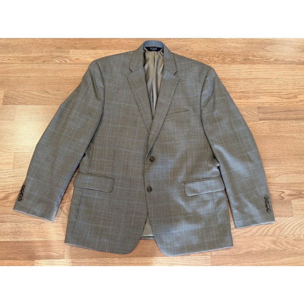 Joseph A Bank Sport Coat Men's 44R Brown Blue Check Plaid 2‎ Button Blazer